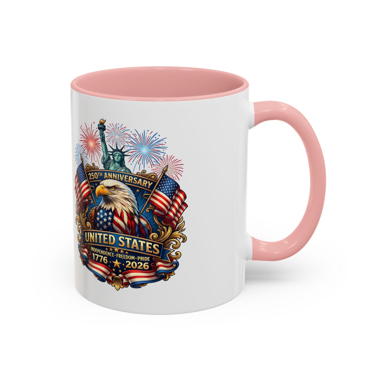 Patriotic Coffee Mug — United States 250th Anniversary Eagle & Fireworks (11/15oz)