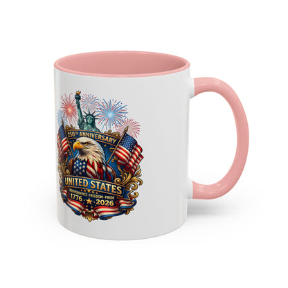 Patriotic Coffee Mug — United States 250th Anniversary Eagle & Fireworks (11/15oz)