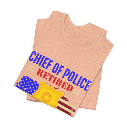 Retired Chief of Police T-Shirt — American Flag Badge Retirement Tee