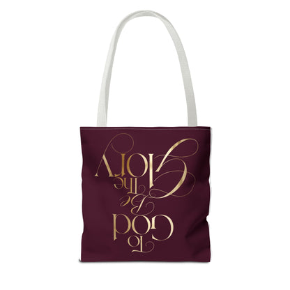 To God Be The Glory Burgundy Tote Bag — Inspirational Christian Scripture Tote