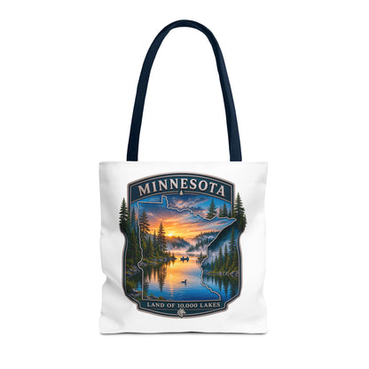 Minnesota Scenic Tote Bag — 'Land of 10,000 Lakes' Sunset Lake Design