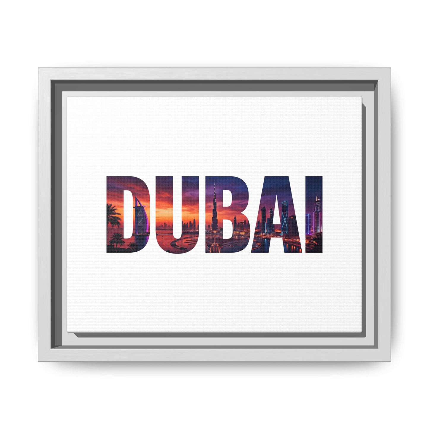Dubai Photo-Text Matte Canvas Framed Wall Art