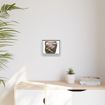 Arkansas Scenic State Map Canvas — "The Natural State" Framed Wall Art