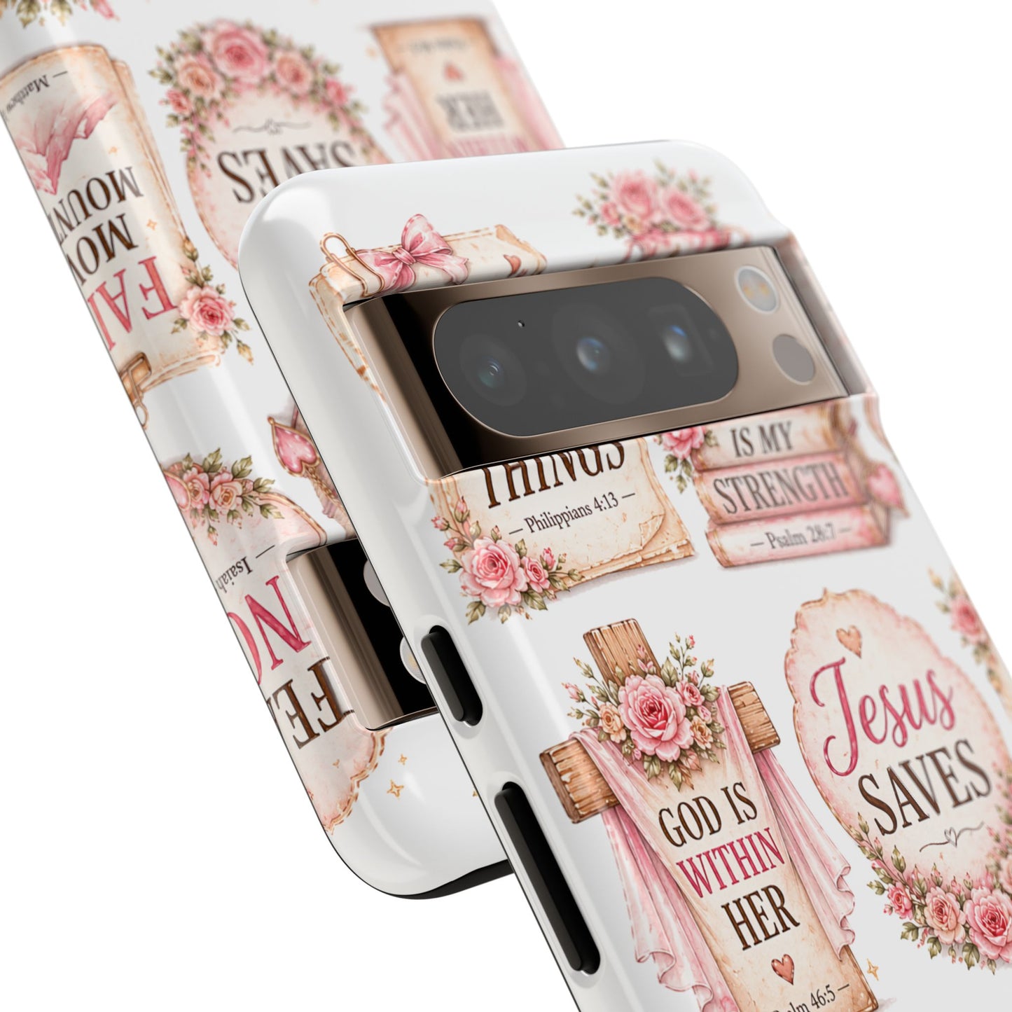 Faith Phone Case — 'Jesus Saves' Floral Christian Scripture iPhone Case
