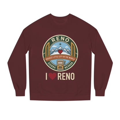 I  Reno Sweatshirt — Vintage Reno Nevada Mountain Badge Crewneck