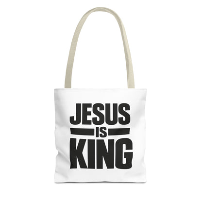 Jesus Is King Tote Bag - Christian Faith Canvas Grocery & Church Book Bag
