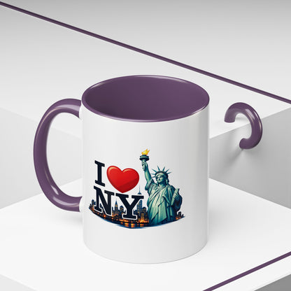 I  NY Statue of Liberty Accent Coffee Mug – New York City Souvenir (11/15 oz)