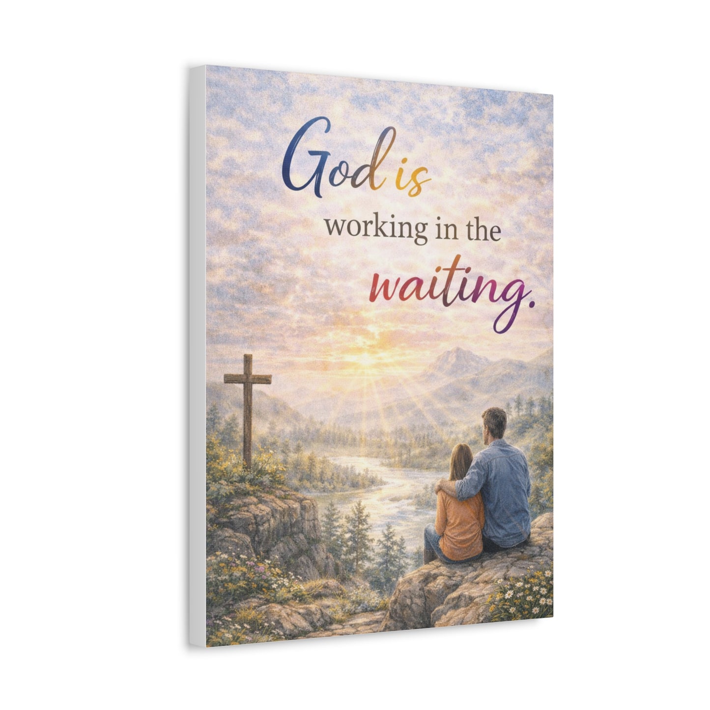 God Is Working in the Waiting Stretched Canvas – Inspirational Christian Wall Art
