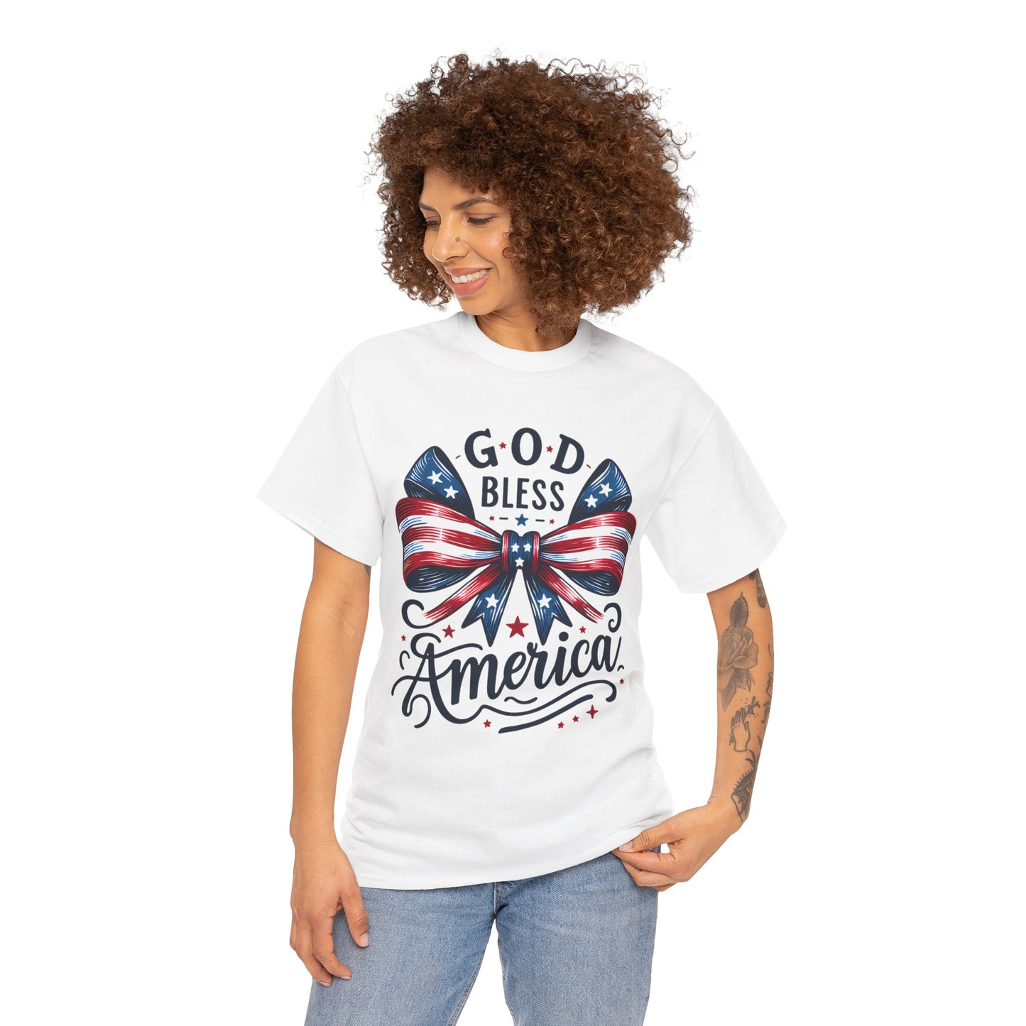 God Bless America T-Shirt — Patriotic USA Bow Fourth of July Tee