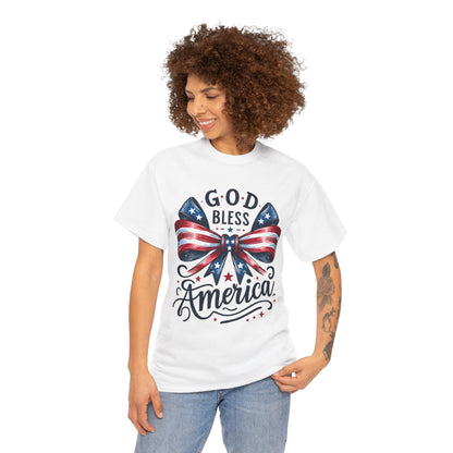 God Bless America T-Shirt — Patriotic USA Bow Fourth of July Tee