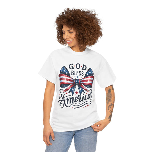 God Bless America T-Shirt — Patriotic USA Bow Fourth of July Tee