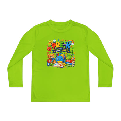 PRE-K Kids Long Sleeve Tee — Back-to-School Preschool Shirt ("Ready to Learn, Grow & Shine")