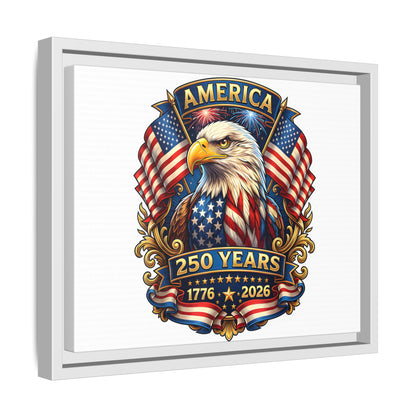 America 250th Anniversary Framed Canvas — Patriotic Bald Eagle Wall Art