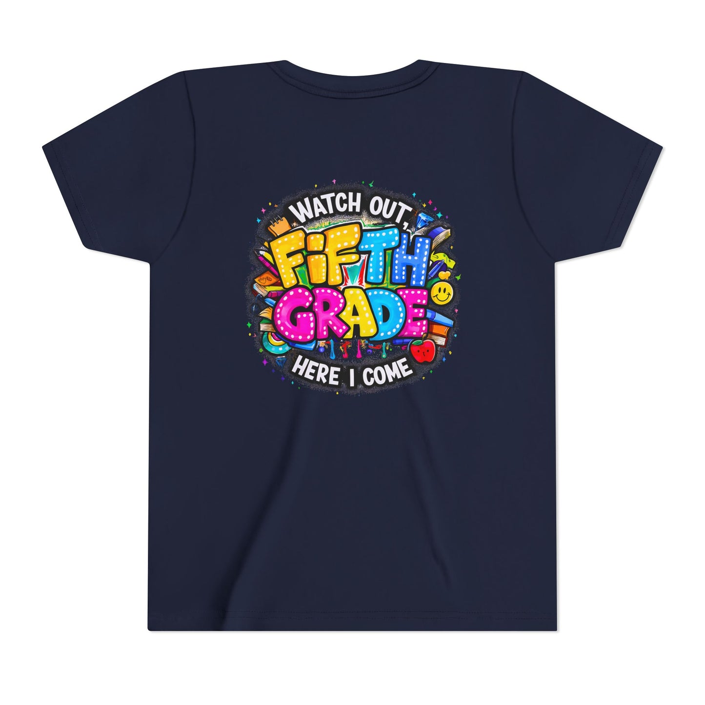 Fifth Grade T‑Shirt for Kids - "Watch Out Fifth Grade Here I Come" Back-to-School Tee