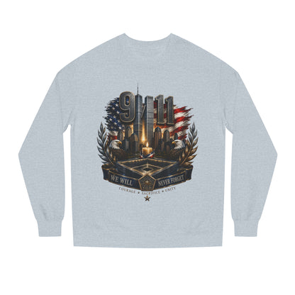 9/11 Memorial Crewneck Sweatshirt — We Will Never Forget Tribute