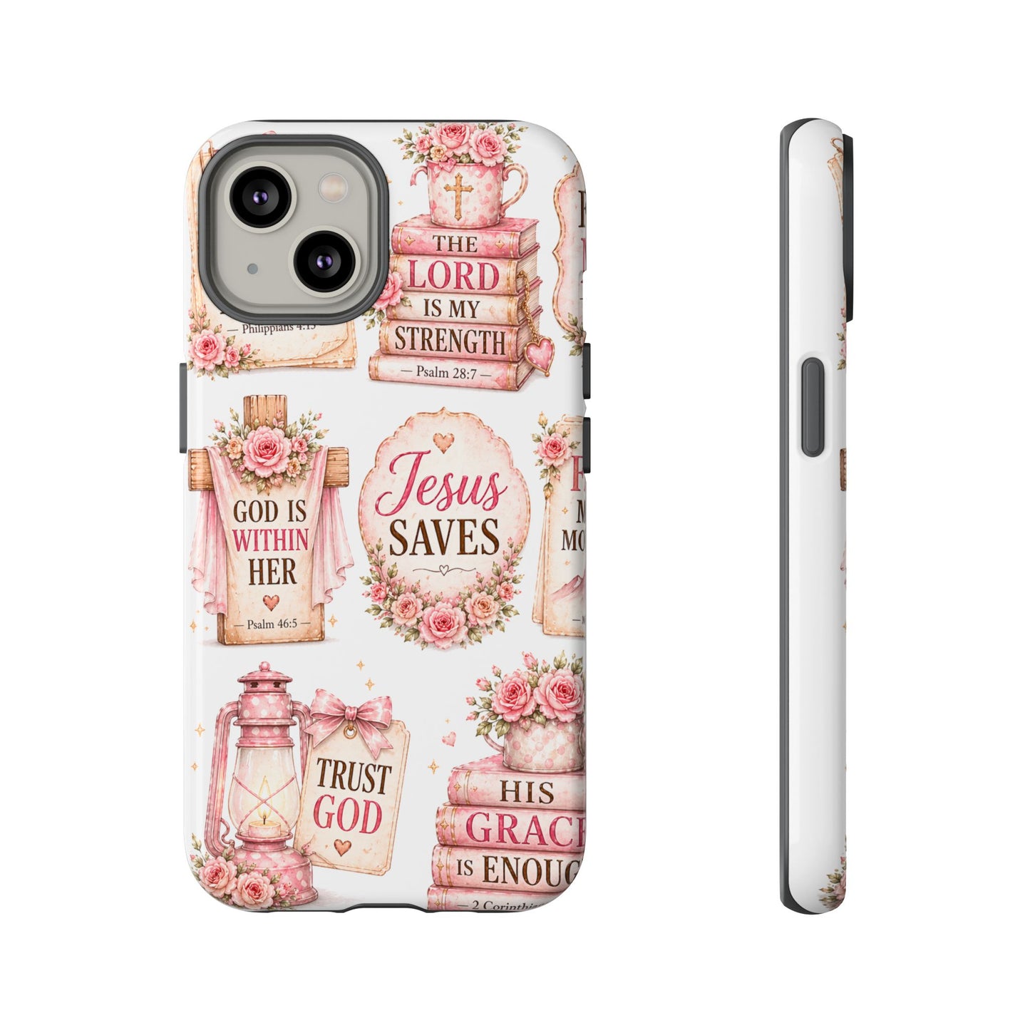 Faith Phone Case — 'Jesus Saves' Floral Christian Scripture iPhone Case