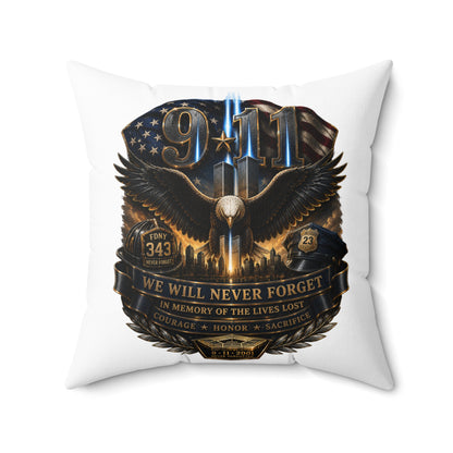 9/11 Memorial Eagle Pillow — "We Will Never Forget" Tribute Accent Pillow