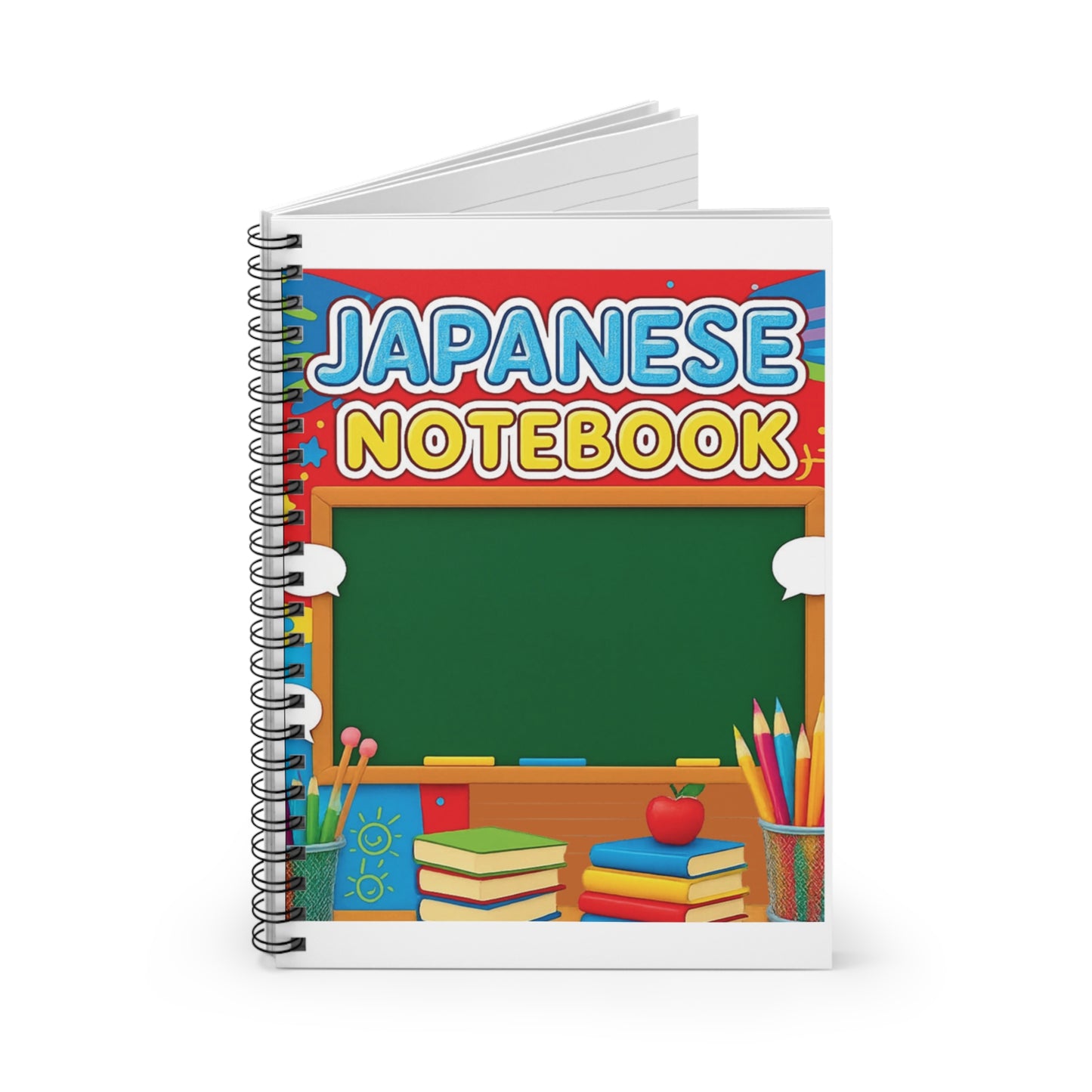 Japanese Notebook Spiral Ruled School Notebook — Cute Classroom Chalkboard Design