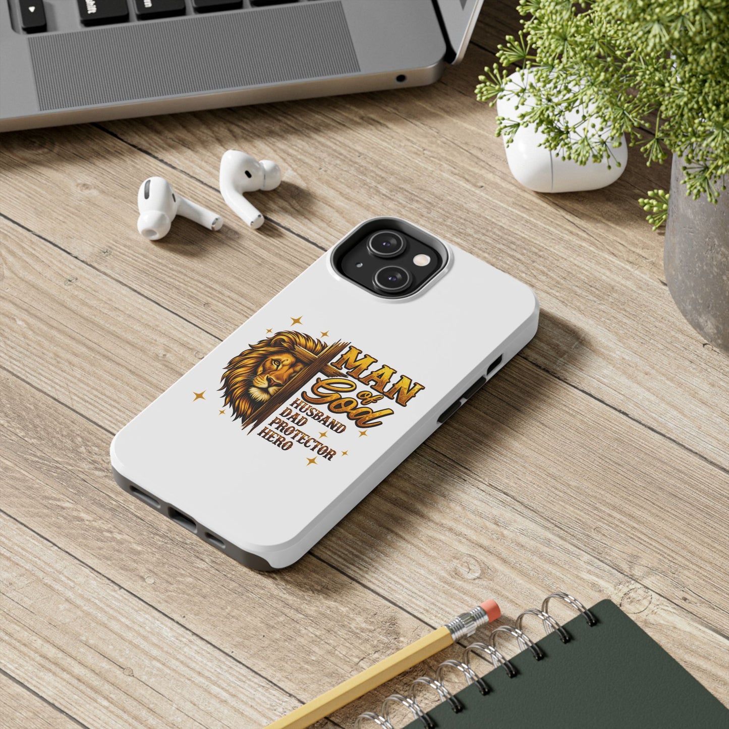 Man of God Lion Phone Case — ‘Man of God’ Christian Protector Dad Gift