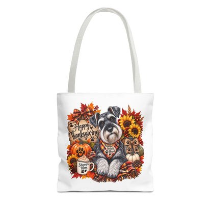 Thanksgiving Schnauzer Tote Bag — Happy Thanksgiving Fall Harvest Design