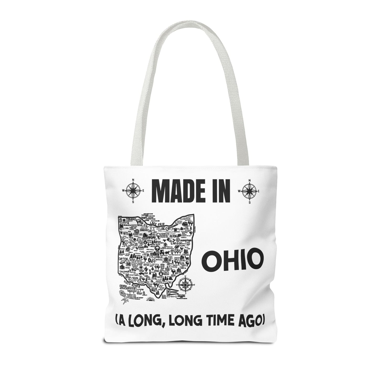 Made in Ohio Tote Bag — Vintage Map Design "A Long, Long Time Ago"