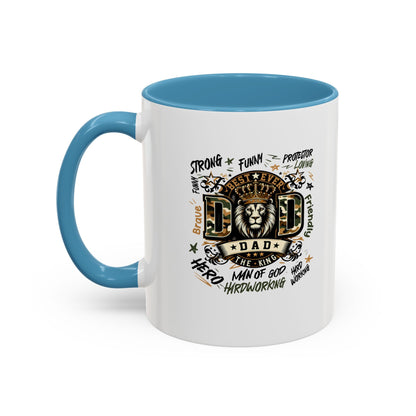 Dad King Lion Coffee Mug — 'Dad: The King' Accent 11/15oz Gift