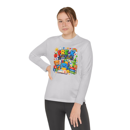 PRE-K Kids Long Sleeve Tee — Back-to-School Preschool Shirt ("Ready to Learn, Grow & Shine")