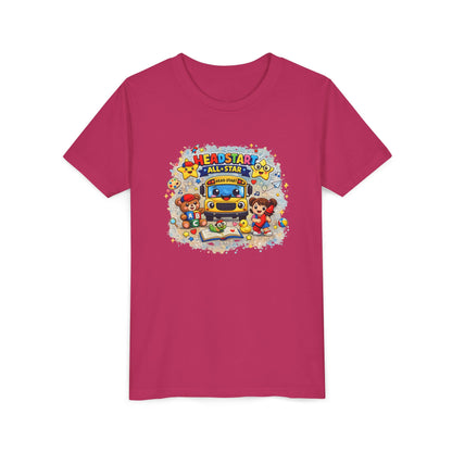 Youth Tee — "Headstart All-Star" Cute School Bus & Characters Back-to-School Shirt