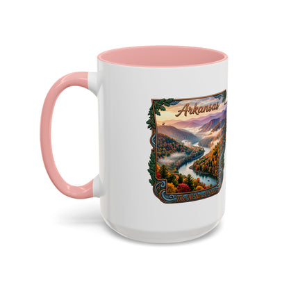 Arkansas Scenic Coffee Mug — Vintage State Map River Landscape (11/15 oz)
