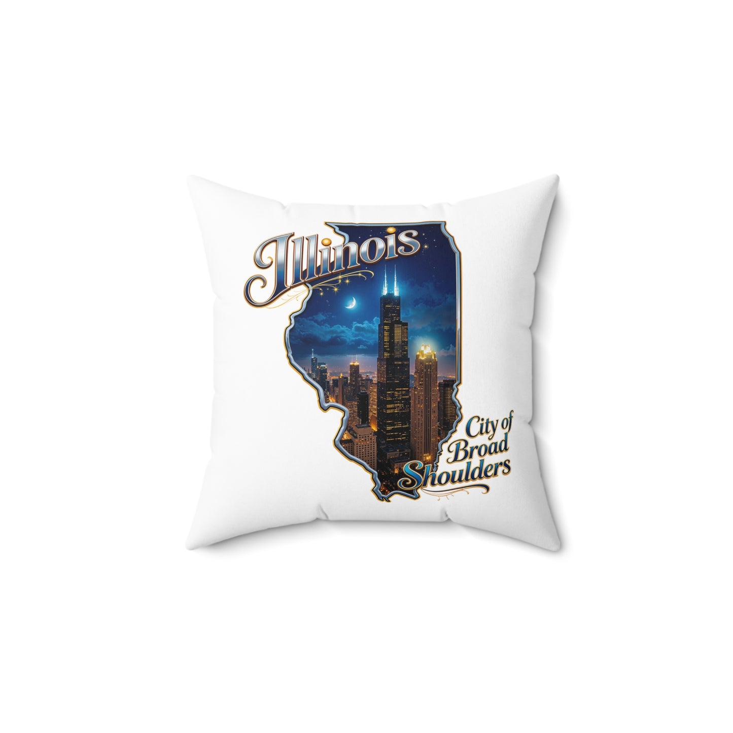 Illinois Skyline Decorative Pillow — "City of Broad Shoulders" State Shape Accent