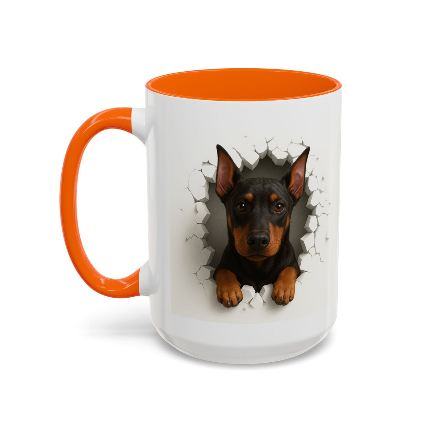 Doberman Peekaboo Accent Coffee Mug – Cute Dog Lover Gift (11/15oz)