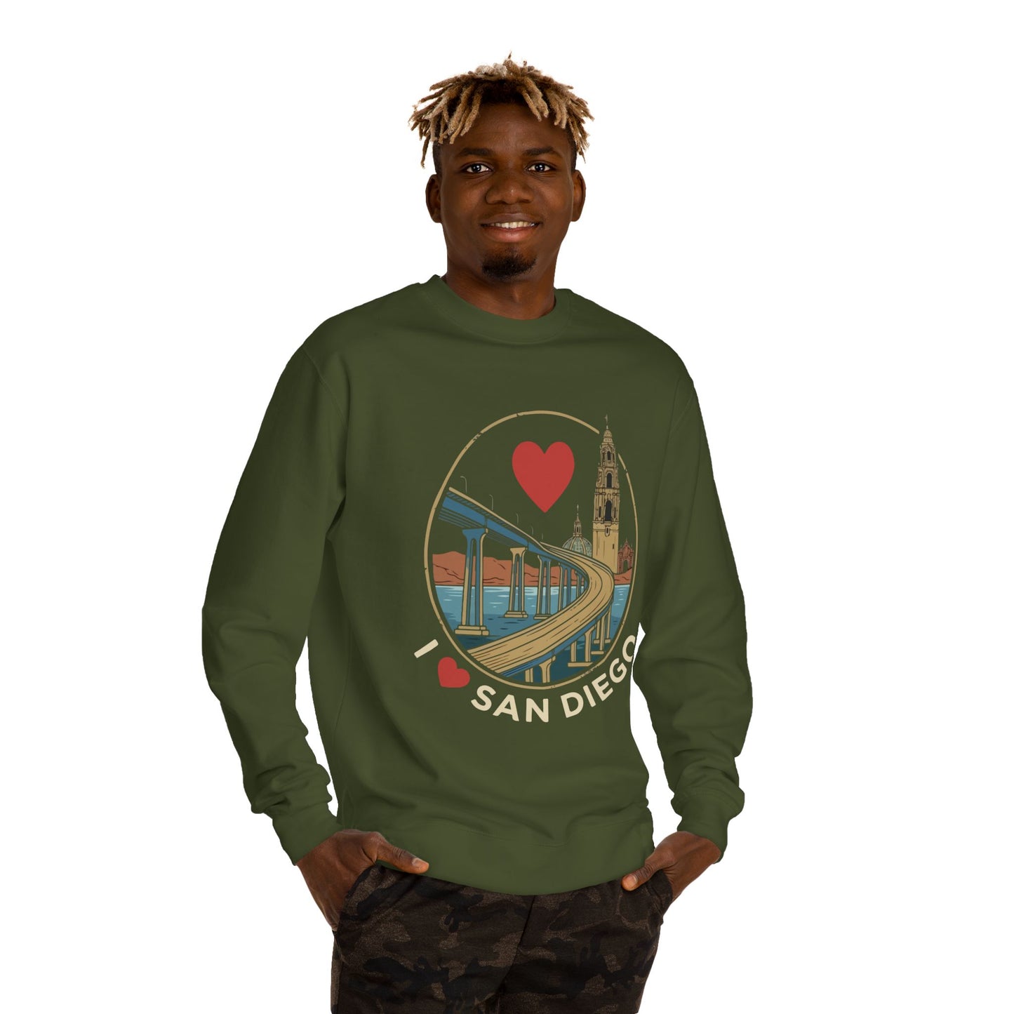 I Heart San Diego Sweatshirt — Balboa Park & Coronado Bridge Crewneck