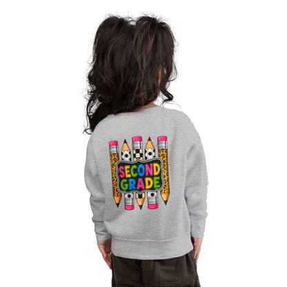 Second Grade Toddler Sweatshirt — Colorful Pencils Back-to-School Crewneck
