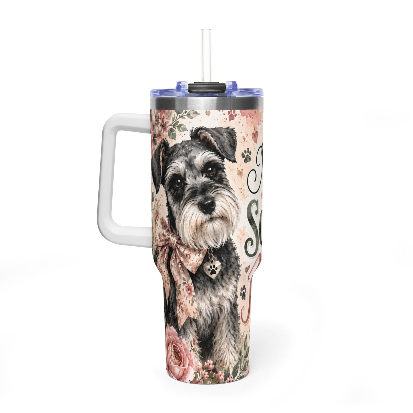 Miniature Schnauzer Mama 40oz Vacuum Tumbler — Insulated Travel Mug with Handle