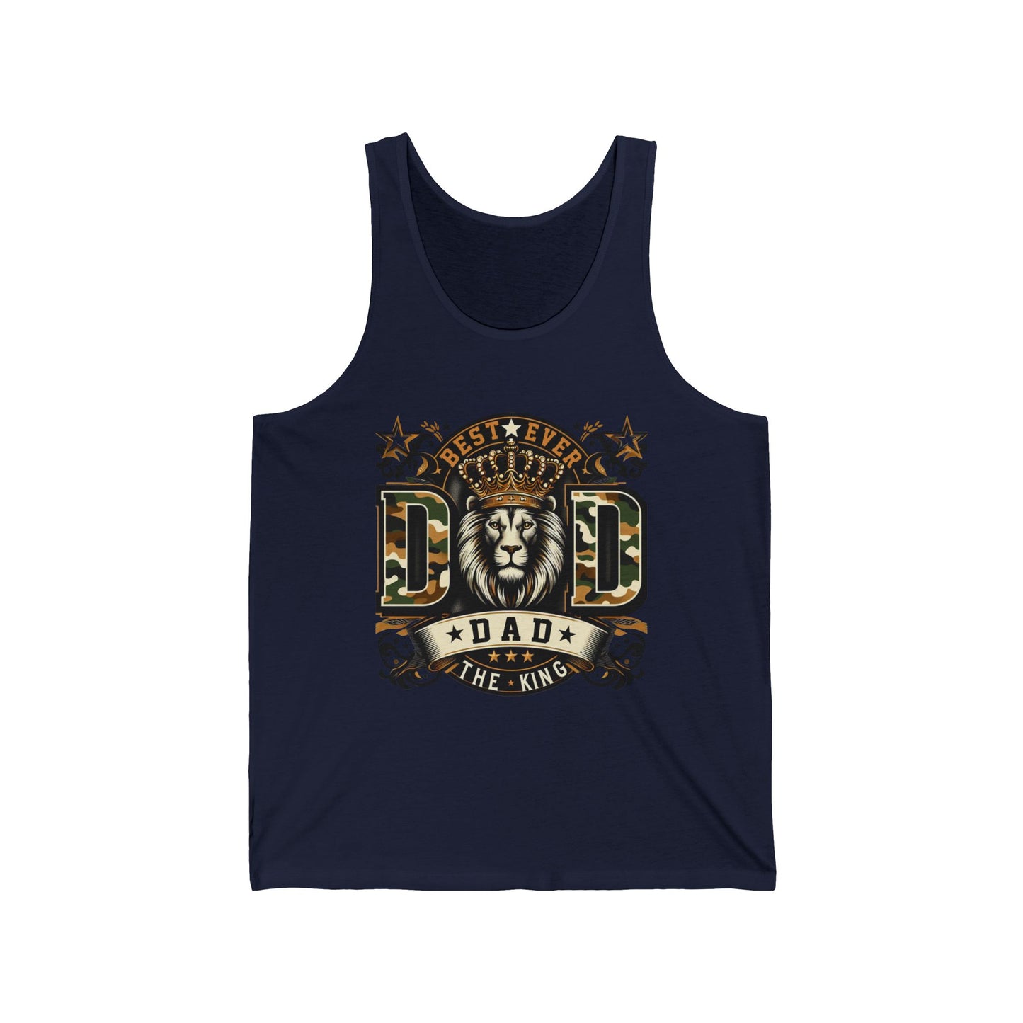 Dad Tank Top — "Best Ever Dad The King" Lion Graphic Fathers Day Gift