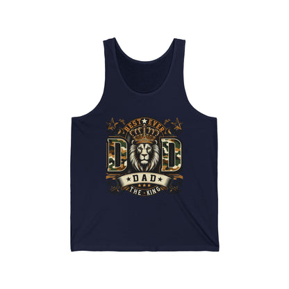 Dad Tank Top — "Best Ever Dad The King" Lion Graphic Fathers Day Gift