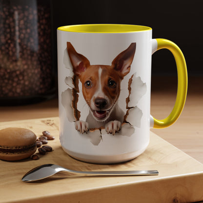 Basenji Puppy Peeking Accent Coffee Mug — Cute Dog Lover Gift (11/15 oz)