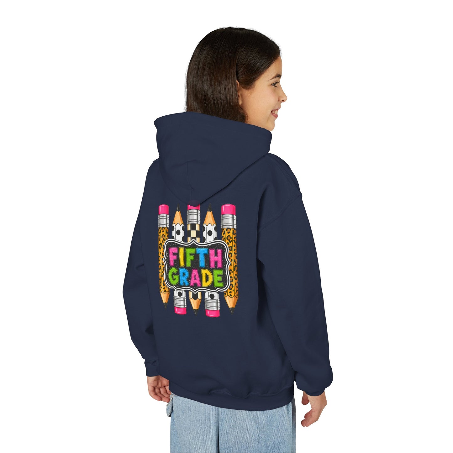 Fifth Grade Kids Hoodie — Colorful Pencil Back‑to‑School Sweatshirt for Students