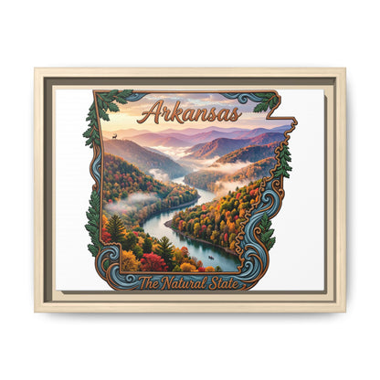 Arkansas Scenic State Map Canvas — "The Natural State" Framed Wall Art