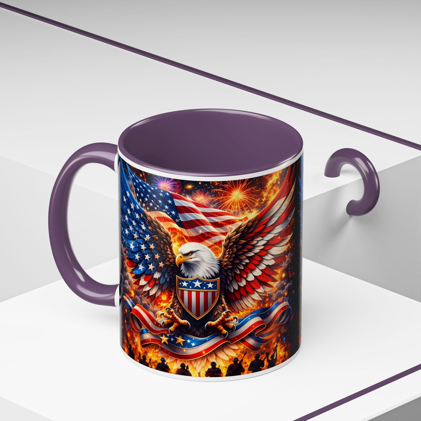 Patriotic Eagle Coffee Mug — American Flag Bald Eagle Accent Mug (11/15oz)