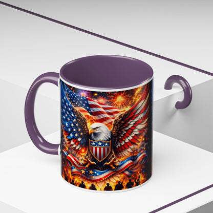 Patriotic Eagle Coffee Mug — American Flag Bald Eagle Accent Mug (11/15oz)