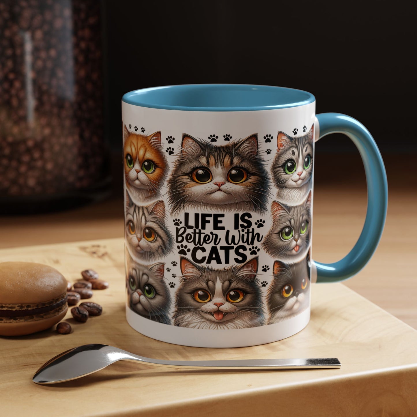 Cat Lover Coffee Mug — “Life Is Better With Cats” Accent 11/15oz