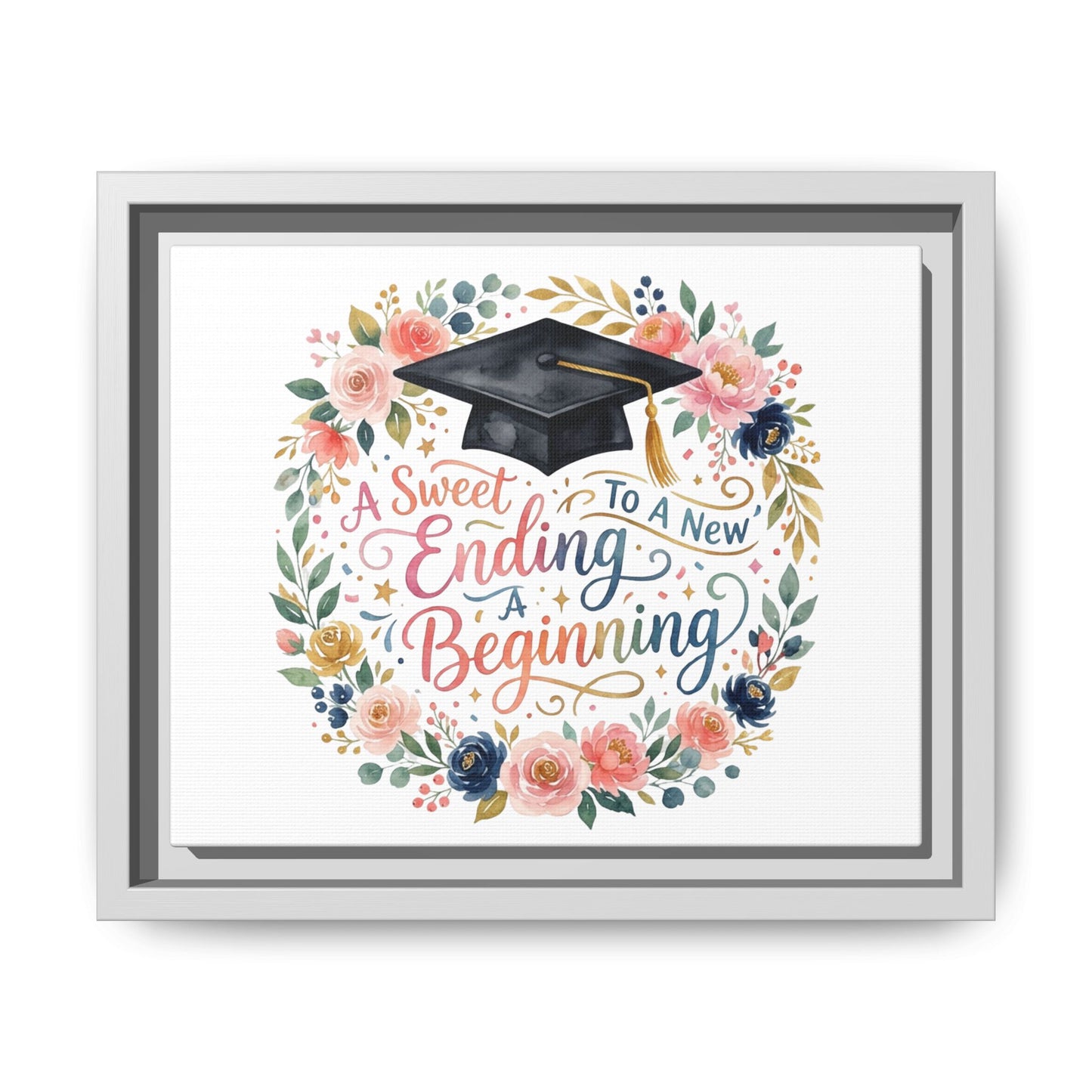 Graduation Canvas Print – “A Sweet Ending to a New Beginning” Framed Wall Art