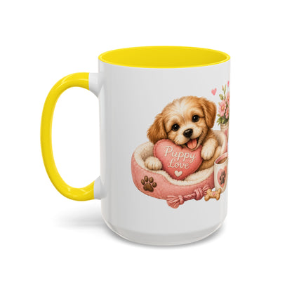 Puppy Love Coffee Mug — Cute Dog Heart Accent Mug (11/15oz)