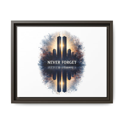 Never Forget Twin Towers Framed Canvas Print