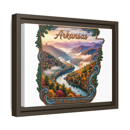 Arkansas Scenic State Map Canvas — "The Natural State" Framed Wall Art