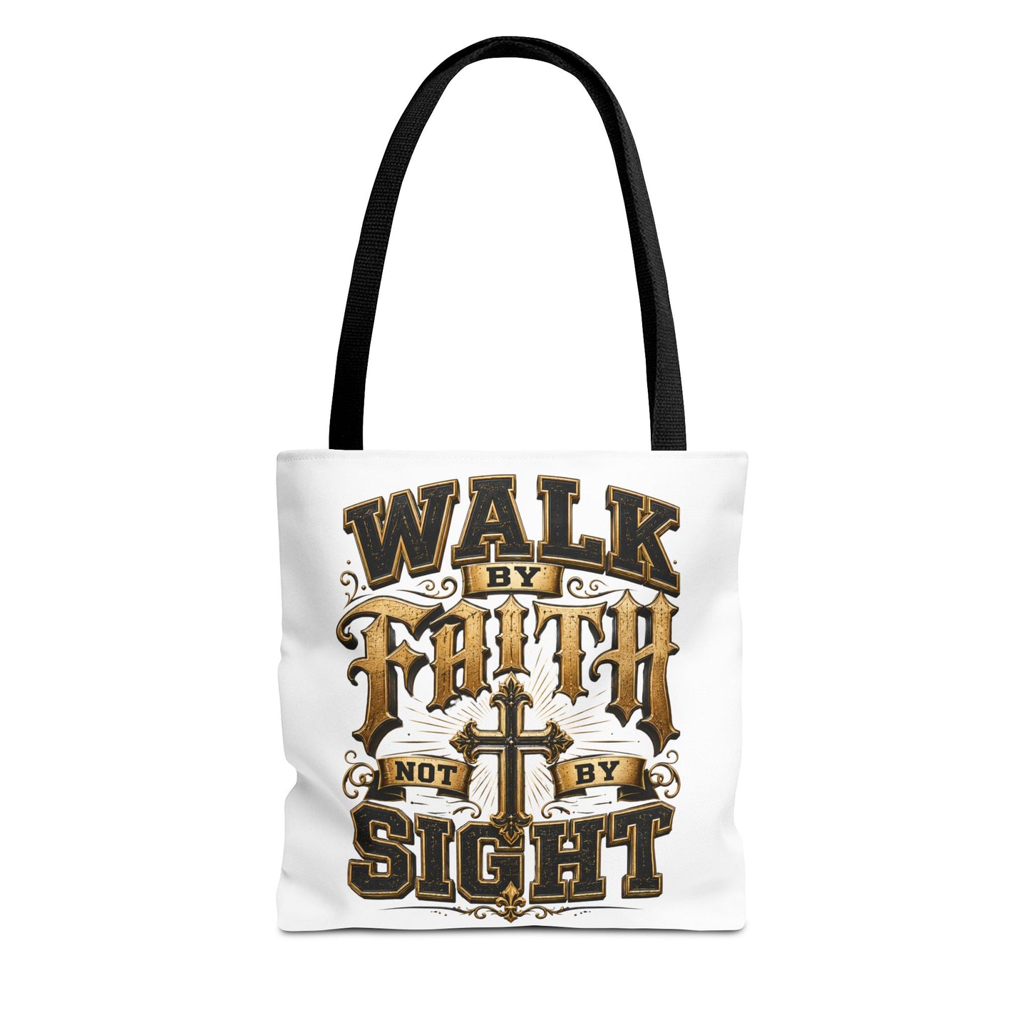 Walk by Faith Tote Bag — Christian Inspirational Cross Tote