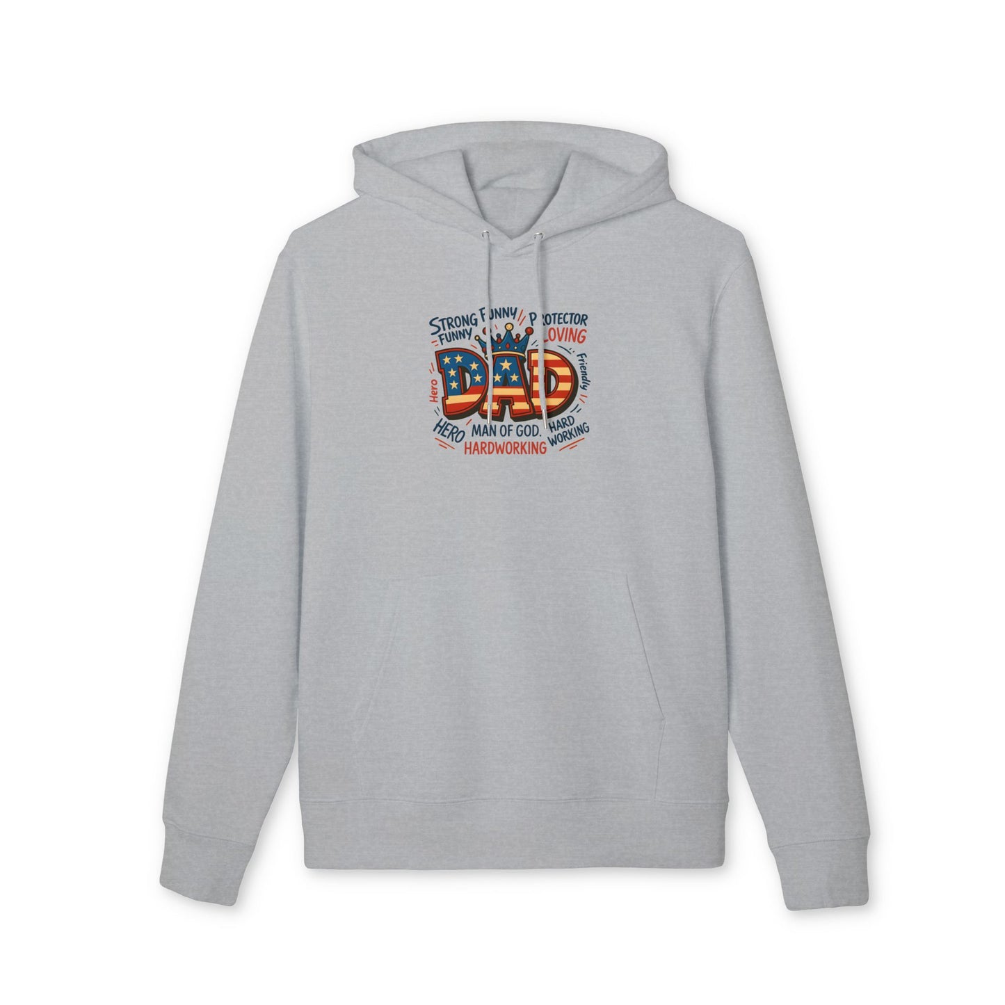 Patriotic 'Dad' Hoodie — American Flag Father’s Day Sweatshirt, Proud Dad Gift