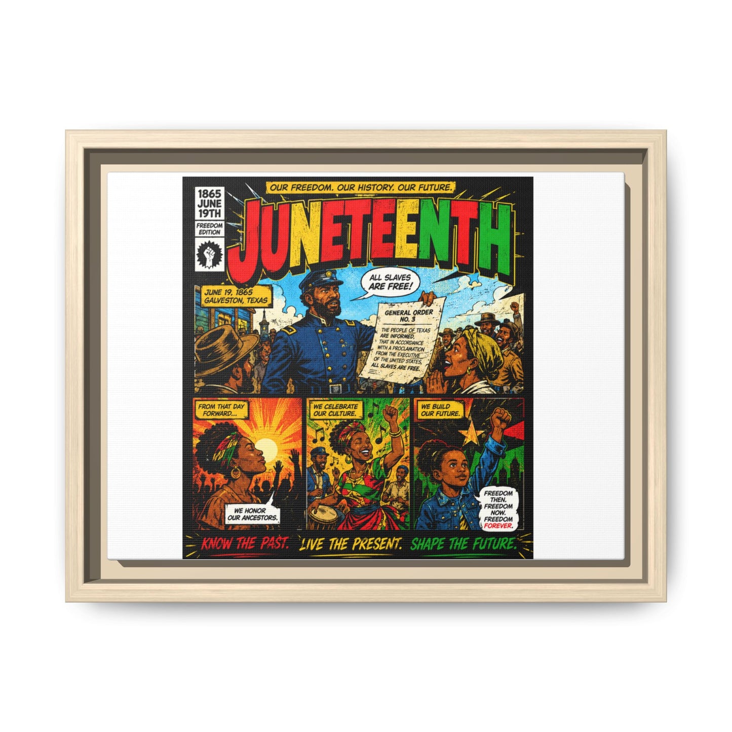 Juneteenth Comic Art Canvas - Framed Matte Wall Decor