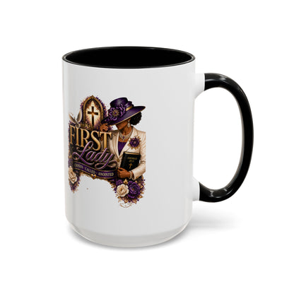 First Lady Church Coffee Mug — Elegant Purple Hat Gospel Tea Cup (11/15oz)